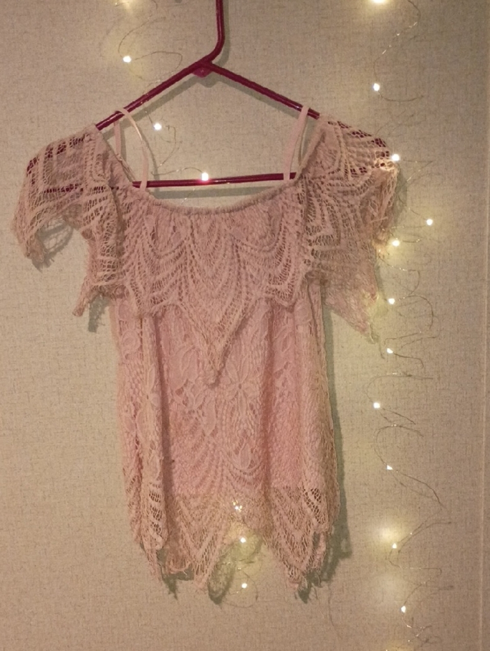 No Boundaries Blush Pink Lace Off-Shoulder Top